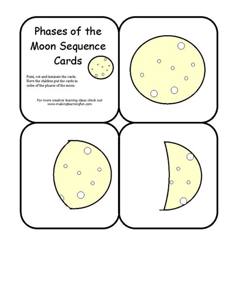 Phases Of The Moon Sequence Cards Homeschool Space And Planets