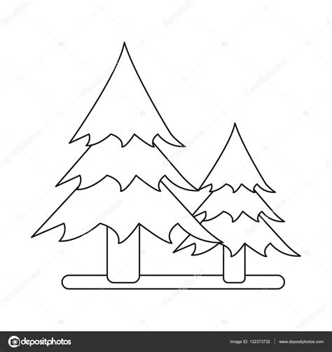 Outline Two Pine Tree Forest Camping Icon — Stock Vector © Jemastock