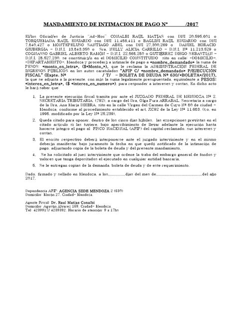Modelo Carta Documento Intimacion De Pago Alquiler Modelo De Informe
