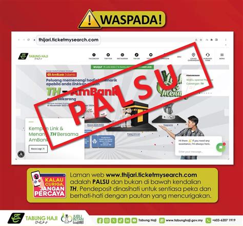Pendeposit Diingatkan Agar Berwaspada Dengan Laman Web Palsu Tabung Haji