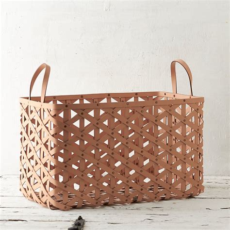 Woven Leather Basket Leather Projects Leather Craft Leather