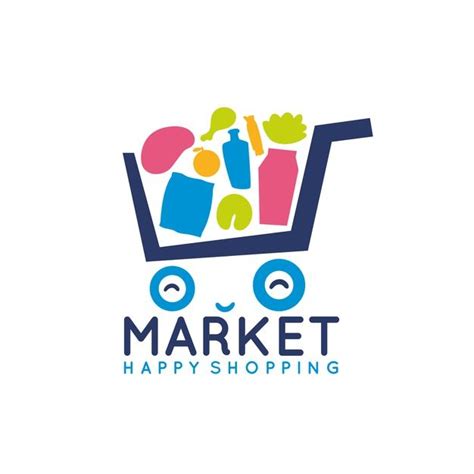 Cute Shopping Cart Logo Vector