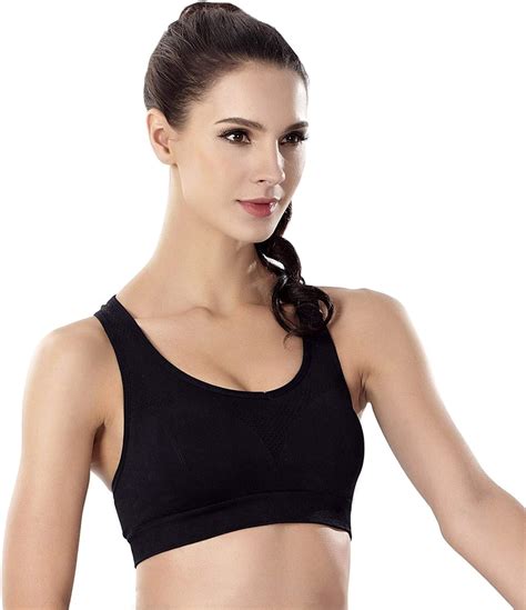 Yiveko Padded Sports Bras For Women Racerback High Impact Fitness Bras Removable Padded Seamless