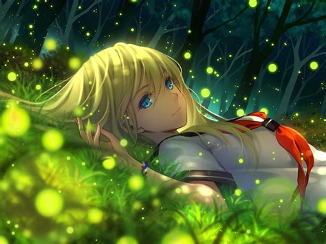 Desktop Wallpaper Beautiful Anime Girl Relaxed Outdoor Hd Image Picture Background 14f221