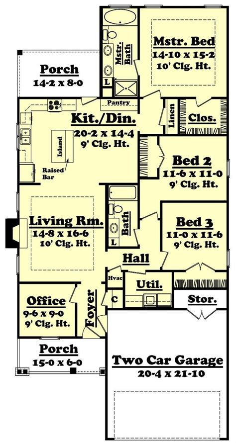 3 Bedrm 1700 Sq Ft Craftsman House Plan 142 1019