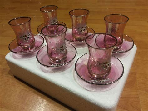 Tribal Turkish Tea Glasses Tribal Ottoman Fine Work Glass Work Glass