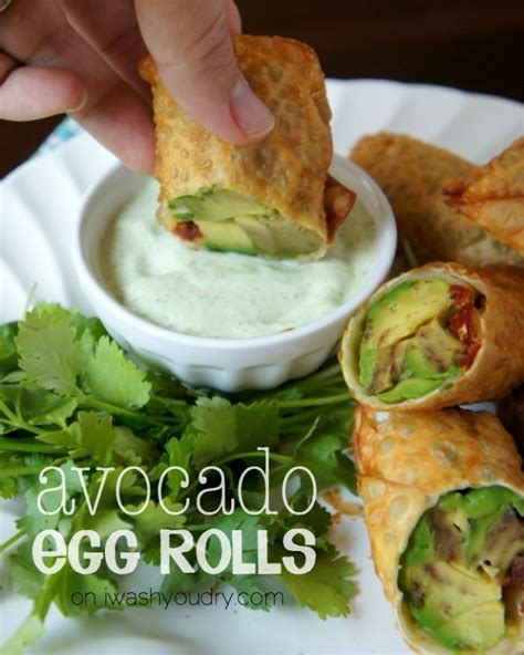 In a medium bowl, gently mash avocados using a potato masher. Avocado Egg Rolls with Creamy Cilantro Ranch Dip | I Wash ...
