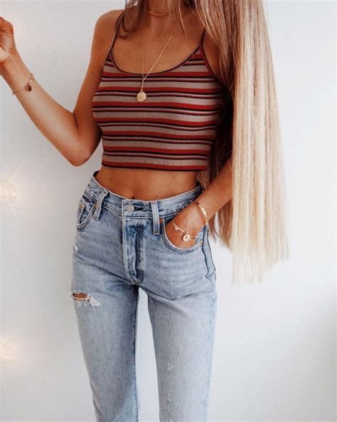 Cute Striped Crop Top Fashion Outfits Cool Summer Outfits Fashion