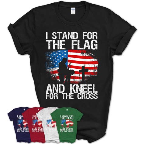 Stand For The Flag Kneel For The Cross Veteran T Shirt Teezou Store