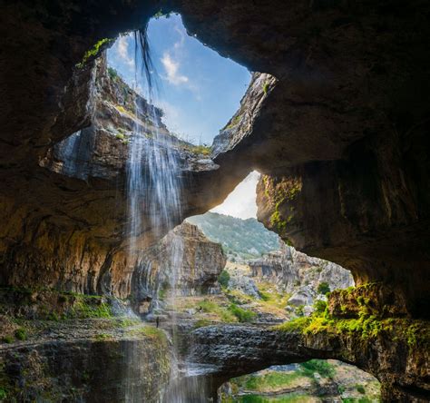 Cave Waterfall Gorge Lebanon Erosion Nature Landscape Water