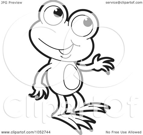 Royalty Free Vector Clip Art Illustration Of An Outlined Happy Frog By