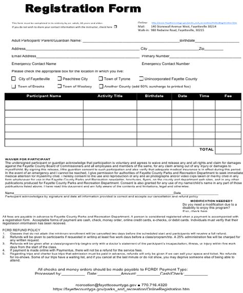 Fayette County Georgia United States Registration Form Fill Out