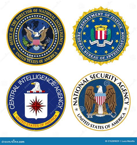 American Intelligence Agencies Logos Set Editorial Stock Image