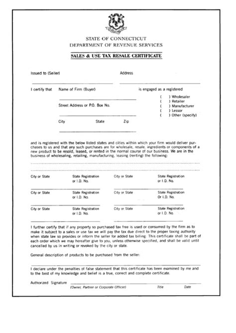Novices and sales tax nerds alike continue to ask this question every day. Sales And Use Tax Resale Certificate - Connecticut ...