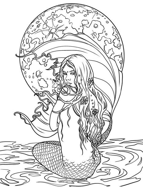 25 Best Mermaid Adult Coloring Pages For Adults Images On Pinterest