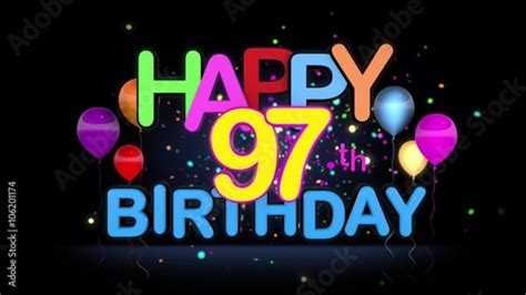 Happy 97th Birthday Title Seamless Looping Animation For Presentation