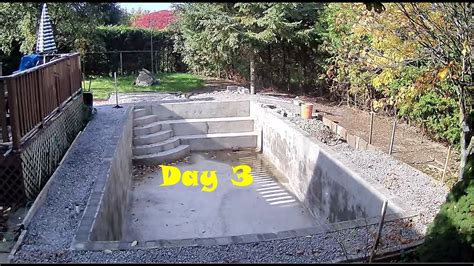 Diy Inground Swimming Pool With Concrete Blocks Day 3 Youtube