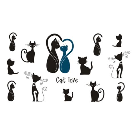 Cat Love Wall Decals With Different Cats