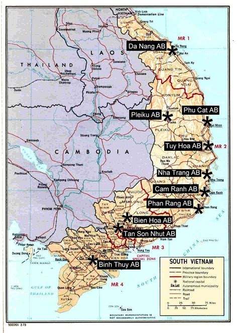 Map Of Major Us Air Force Bases In South Vietnam During The Vietnam