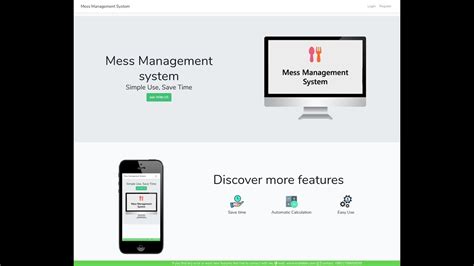 Mess Management System Meal Management System Project Single Page