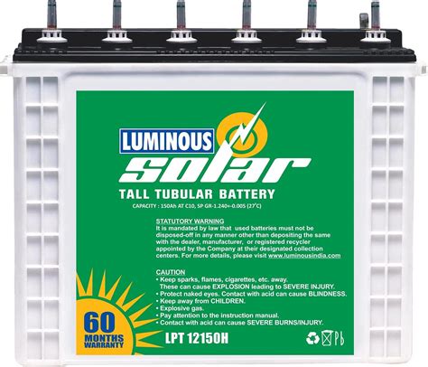 Power World 7010415188 Luminous Solar 150 Ah Tall Tubular Battery