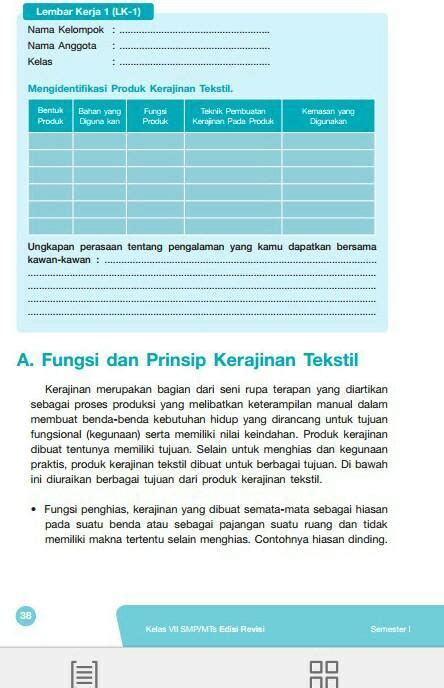 Lembar kerja 2 prakarya kelas 7 semester 1