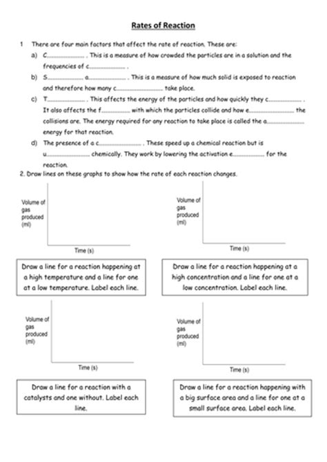 Rates of reaction worksheet