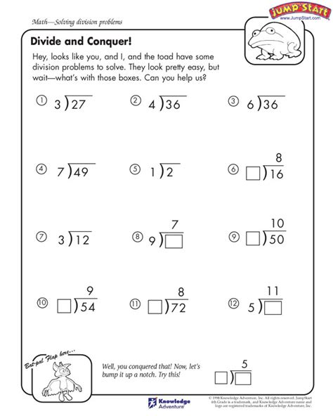 Divide and Conquer View – 4th Grade Math Worksheets – JumpStart