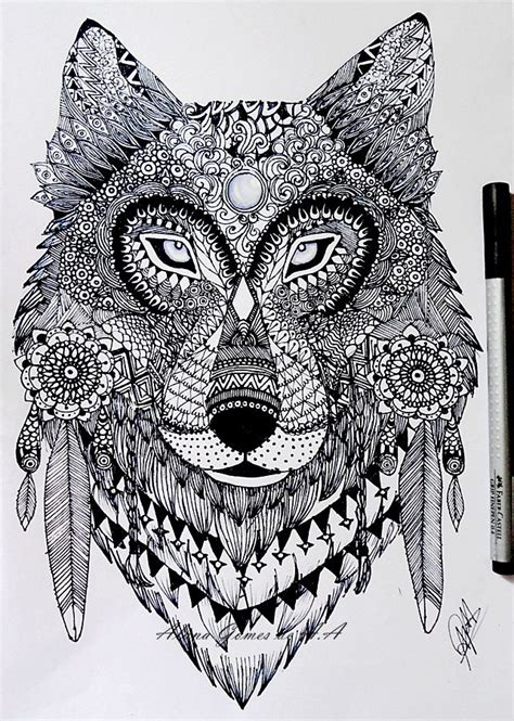 Zentangle wolf by itsalana.deviantart.com on @DeviantArt | Coloring