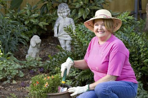 Mature Woman Gardening Stock Photo Image Of Lady Caucasian