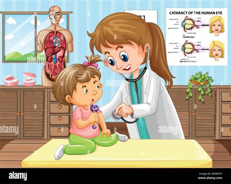 Doctor Doing Health Check For Baby Illustration Stock Vector Image
