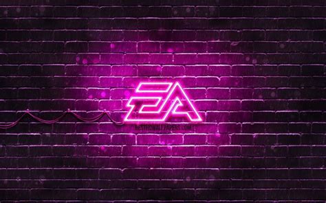 Download Wallpapers Ea Games Purple Logo 4k Purple Brickwall Ea