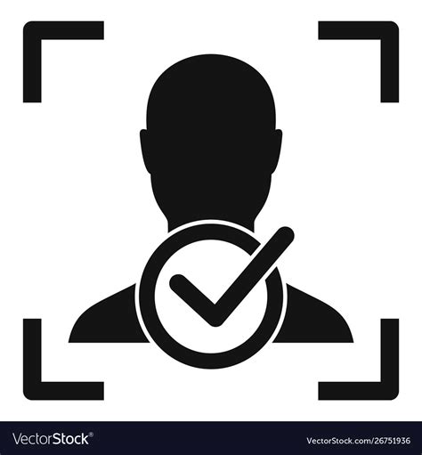 Approved Face Recognition Icon Simple Style Vector Image