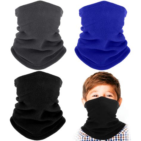 3 Pieces Kids Neck Warmer Winter Fleece Neck Gaiter Ski Tube Scarf