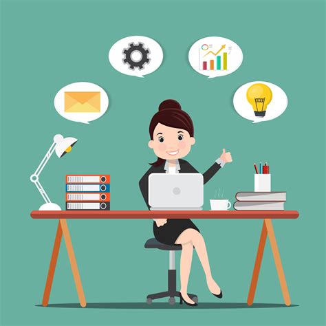 Productivity Conceptbusiness Woman Working At The Deskvector