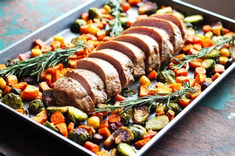 Dinner in one pan and under an hour! One Pan Pork Tenderloin with Fall Vegetables - Smile Sandwich
