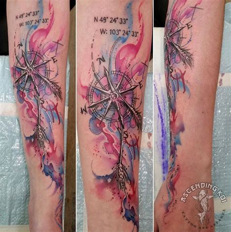 Pin By Tiffany Schoenle On Tattoos In 2020 Watercolor Compass Tattoo