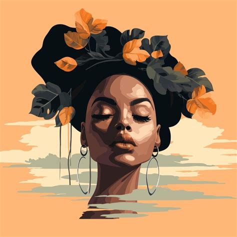 黒人女性の肖像画のベクトル図 プレミアムベクター