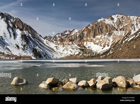Convict Lake In Winter With Laurel Mountain In The Background Eastern
