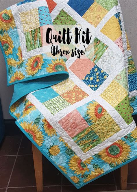 The Quilt Kit Has Sunflowers On It And Is Ready To Be Sewn