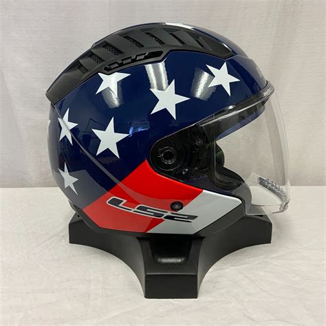 LS2 Copter 3 4 Open Face Motorcycle Helmet American Red White Blue 2XL
