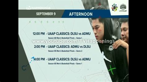 Uaap Varsity Channel Afternoon Schedule 09 09 2021 Youtube
