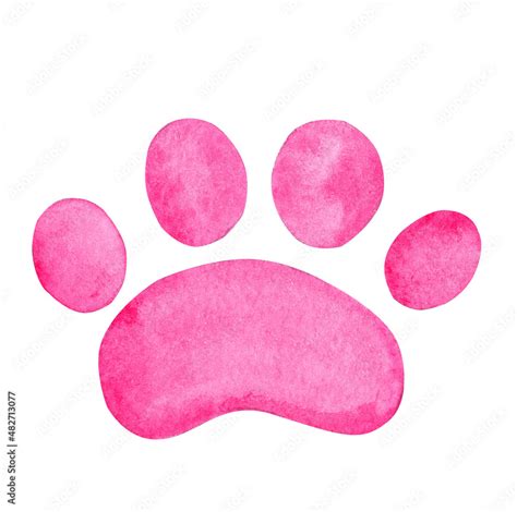 Watercolor pink paw print isolated on white ilustración de Stock