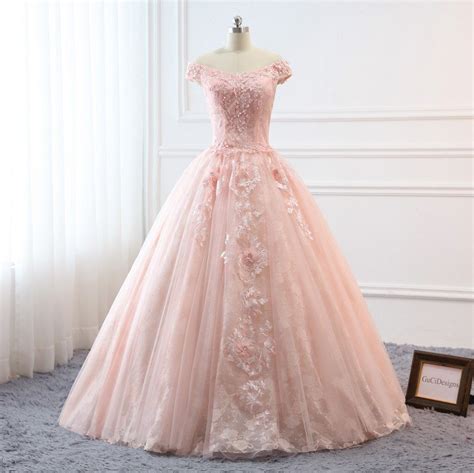 Custom Women Light Pink Prom Dress Ball Gown Long Quinceanera Dress