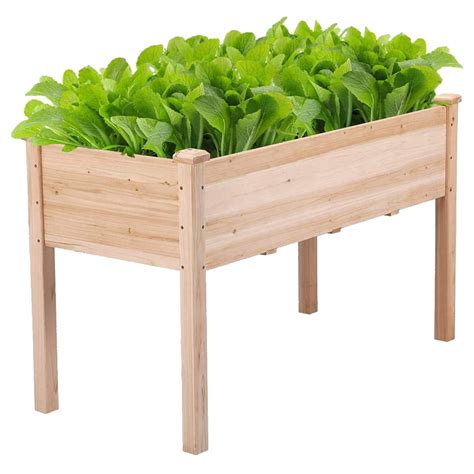 Otviap Raised Garden Bed Elevated Wood Garden Planter Box For