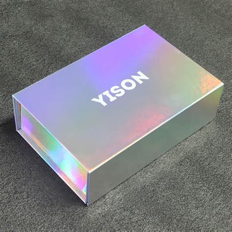 Custom Color Printed Iridescent Holographic Box For T Packaging