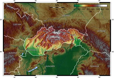 Wichtige infos und tipps für die reise in die slowakei: Landkarte Slowakei (Topographische Karte) : Weltkarte.com ...