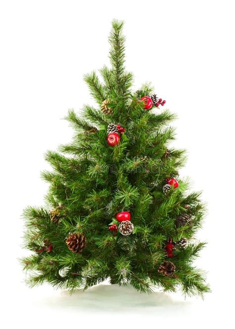 Green Decorated Christmas Tree On White Background Stock Photo Image