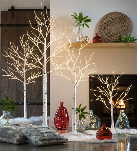 Birch Led Light Trees Vivaterra Elegant Holiday Decor Birch Tree Decor Decorating With