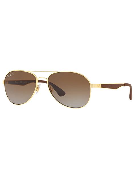 Ray Ban Rb3549 Polarised Aviator Sunglasses Gold Brown Gradient At John Lewis And Partners